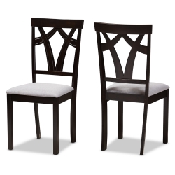 Baxton Studio Sylvia Modern and Contemporary Grey Fabric Upholstered and Dark Brown Finished Dining Chair Set of 2